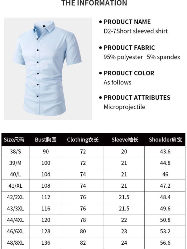 Camisa social Adulto manga curta (95% poliéster 5% elastano) - Image 17